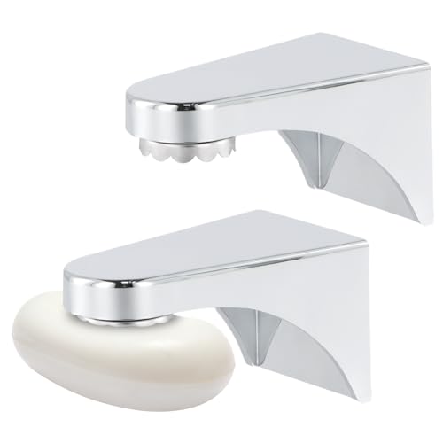 2 Pcs Bathroom Magnetic Soap Holder, Wall Hanging Soap Saver, Magnetic Soap Holder ABS Silver, Self-Adhesive Soap Dish with Magnet, for Shower Bathroom & Kitchen Sink