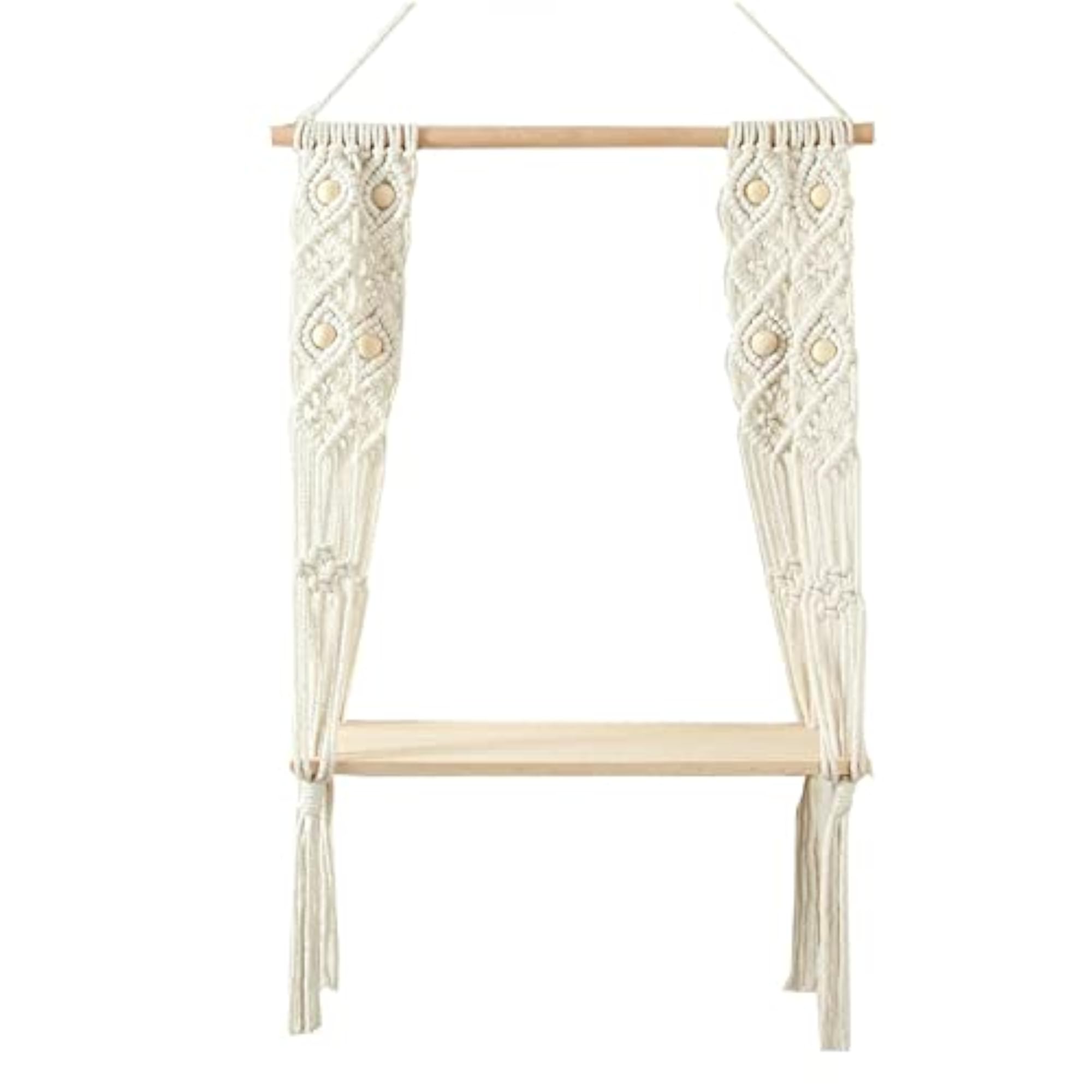 Boho Macrame Tassel Tapestry Wall Hanging Shelf for Home Decor