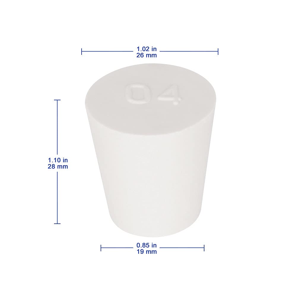Labasics 10PK 4# Solid Rubber Stoppers - Size: 19mm Bottle, 26mm Top, 28mm Length - White Tapered Lab Seal Rubber Stoppers - Image 3