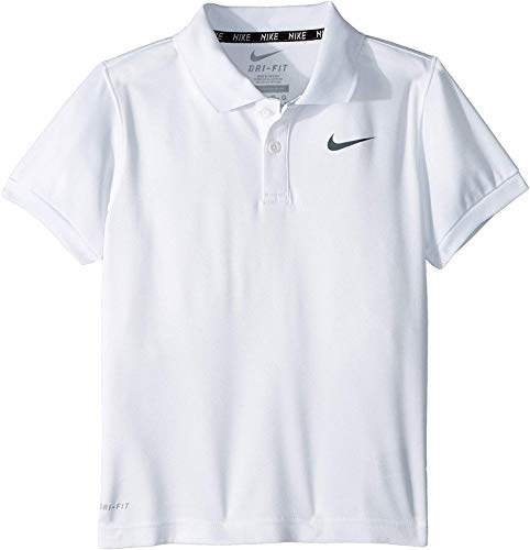 Nike Boys' Team Court Polo Shirt (White (001) / Silver/White, 4)