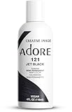 Adore Semi Permanent Hair Color (121 Jet Black) | Vegan & Cruelty-Free Black Hair Dye | No Ammonia, No Peroxide, No Alcohol | 4 Fl Oz