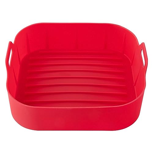 Panela de Silicone para AirFryer Fritadeira Microondas Quadrado Com Alça Forma 19x19cm