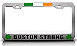 Customola - Boston Strong Irish Logo Flag Steel Metal License Plate Frame Ch