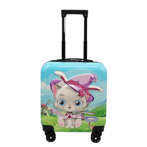 Image of Wise Guys Trolley Luggage Bag for Girls Kids Children Trolley Bag Lightweight Waterproof Suitcase Luggage Bag Compact 360 Wheel Cabin 18 Inch (Cutie Cat 5)