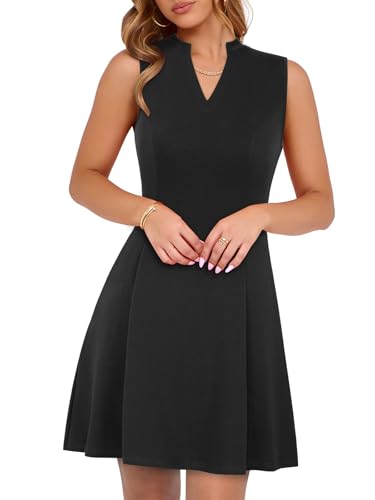 Womens Elegant Classy A-Line V Neck Mini Business Casual Work Dresses Party  Cocktail Short Dress with Pockets - Product Details