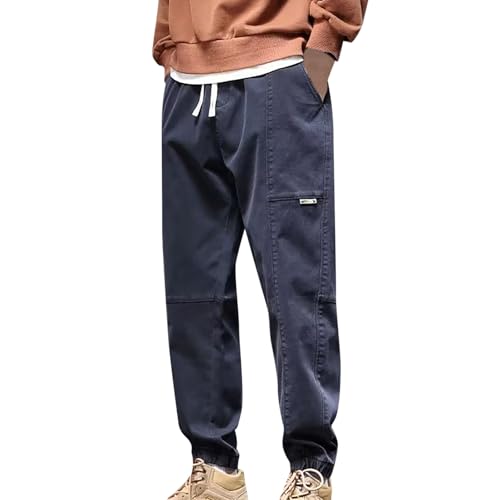 ​​Men's Carpenter Utility Jeans Double Knee Tool Pockets Reinforced Stitching for Construction Relaxed Fit Dark Ind