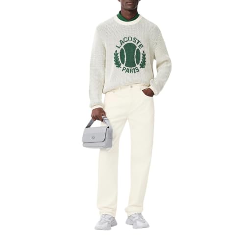 Lacoste Men's 5 Pocket Straight Cut Indigo Jeans, Flour, 36/32