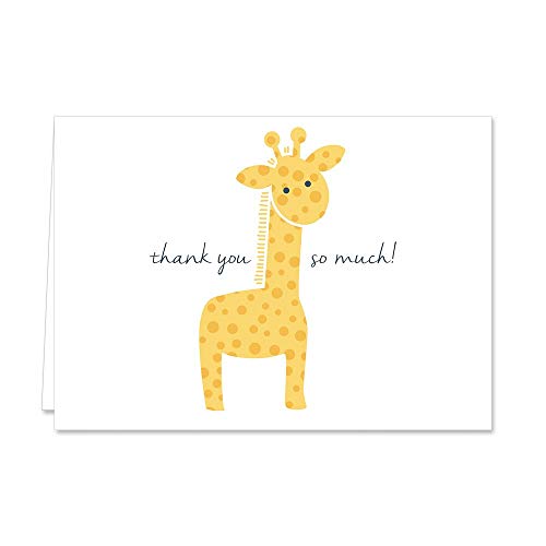 Canopy Street Adorable Animal Thank You Note Cards / 36 Baby Shower Thanks Greeting Cards / 3 1/2" X 4 7/8" Folded Appreciation Thank You Cards / 6 Cute Animal Gratitude Card Designs #TOP3