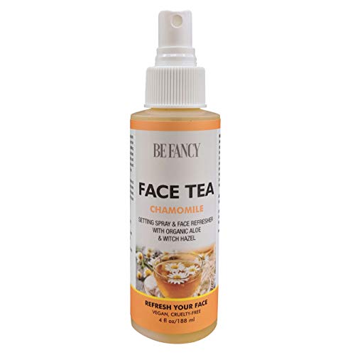 Be Fancy Face Tea Chamomile Makeup Setting Spray & Face Mist with Aloe, Witch Hazel, Cucumber, Long-Wear Makeup, Oily to Dry Skin, 4 fl oz