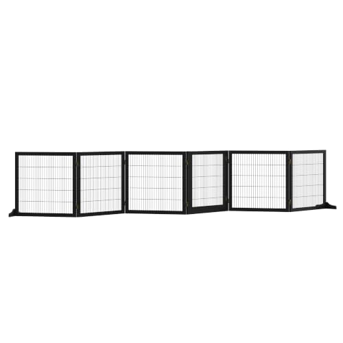 PawHut Absperrgitter Hund Verstellbar Freistehend 70H x 432B cm Schwarz