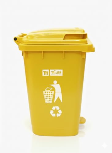 Image of Milan Plastic Garbage Waste Dustbin with Step-On Pedal 65 Ltr Yellow