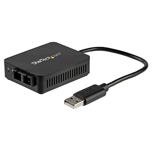StarTech.com USB to Fiber Optic Converter - 100Mbps - USB 2.0 to Fiber Network Adapter - 100Base-FX SC Female Duplex Multimode Fiber/MMF Compatible - 2Km - Compact USB to Fiber LAN (US100A20FXSC)
