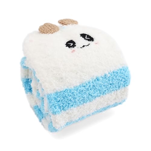 Image of Thigh High Fuzzy Socks Cute Animal Coral Fleece Over the Knee Thigh High Long Stockings Warm Stripe