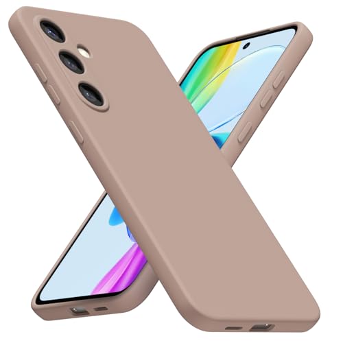 for Samsung Galaxy S25 Phone Case Silicone, Minimalist Ultra Thin Slim Soft Rubber Gel Solid Color Matte TPU Cute Case for Women Men, Girly Plain Aesthetic Design & Camera Cover, Brown Fall