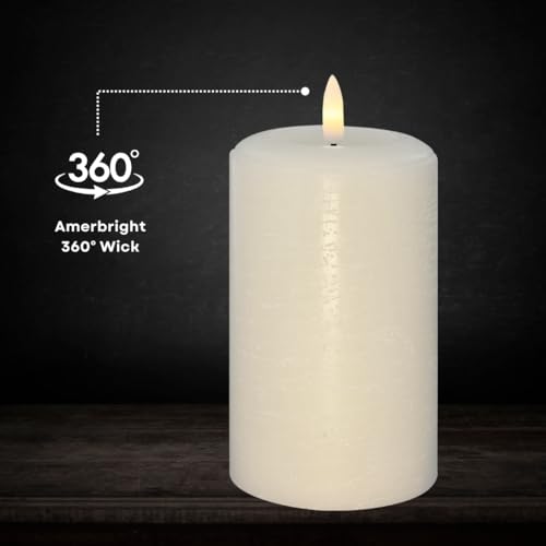 Lumipur LP-E17003LW Essentials Natural Glow Flameless Flickering Wax Pillar 3 Pack Led Candles (3 Inch X 4 Inch 5 Inch & 6") Linen White thumb #2