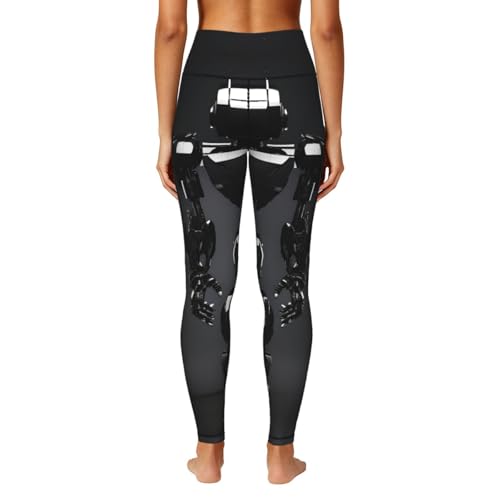 Pantalones de yoga para mujer anti-desplazamiento: leggings negros de robot comodos 4