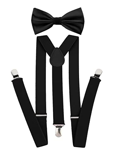 Kit Suspensório + Gravata Borboleta Infantil (Preto)