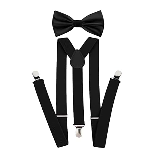 Kit Suspensório + Gravata Borboleta Adulto (Preto)