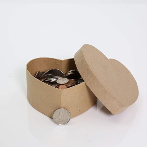 Paper Mache Heart-Shaped Box - DIY Valentine Boxes for Crafts - 4.5\" x 4.5\" x 2\" (Pack of 12) - Thumbnail 4