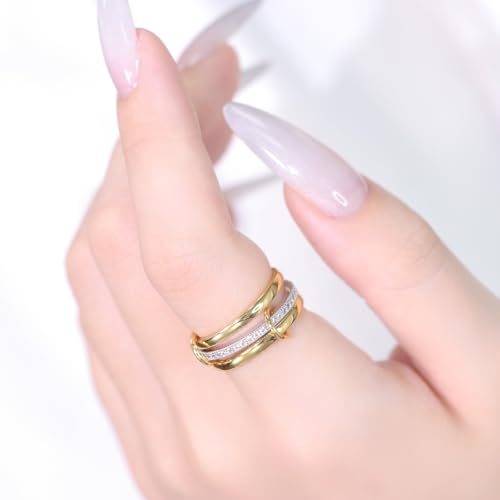 Raifin 18K Gold Plated Stackable Rings For Women thumb #6