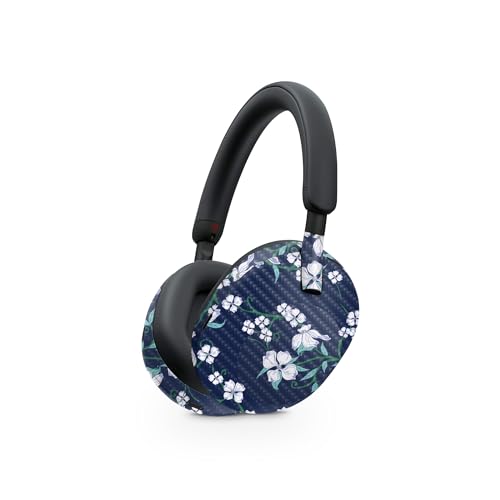 Image of MightySkins Carbon Fiber Skin Compatible with Sony WH-1000XM5 Headphones - White Freesia | Protective, Durable Textured Carbon Fiber Finish | Easy to Apply