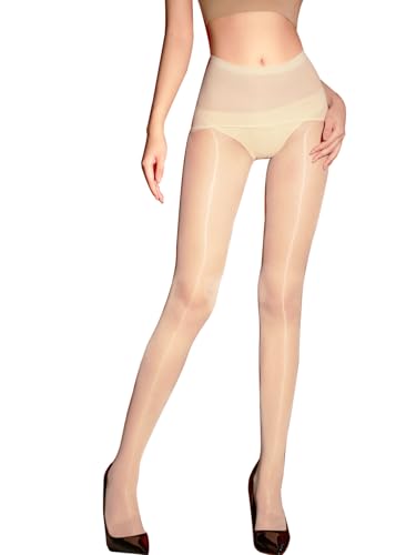 Image of HTRUIYA Women's Shiny Pantyhose Sheer Control Top Tights Sheer Footed Silk Stockings 15D