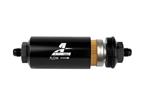 Aeromotive 12347 In-Line Filter (- AN-6 Male 10 Micron Fabric Element Bright Dip Black Finish)