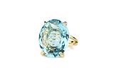 Joyas modernas de oro. Anillos de 14k con Piedra de Nacimiento para Mujeres - 20x16mm Topacio Azul Ovalado en Anillo de Oro de 14k - Joyas de Topacio Vintage para Mujer - Hecho a Mano