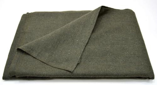 Couverture militaire Surplus 75 % laine vert olive foncé – Très résistante, chaude, douce, durable, parfaite pour le camping, les activités de plein air, la survie, la chasse et l'utilisation par