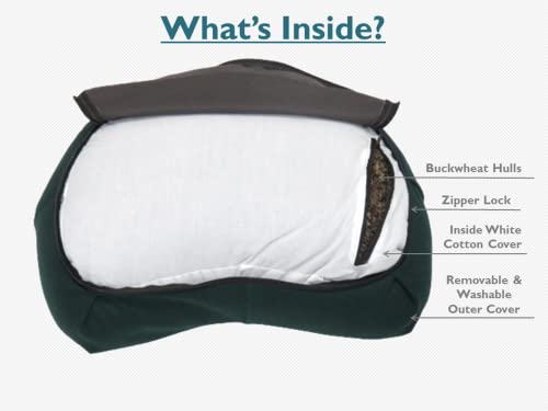 Image of Buckwheat ZAFU Meditation Cushion Filled with Buckwheat Hulls (Crescent - Dark Green & Grey)