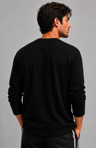 Image of Men's Premium Waffle Knit Henley Tshirt for Men