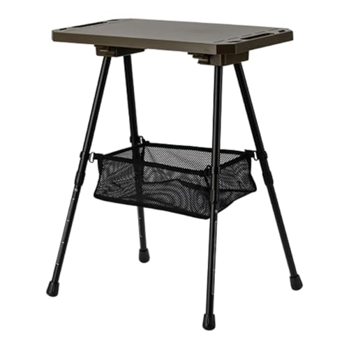 Amagogo Mesa de Campamento Muebles de Escritorio Plegado aleación de Aluminio con Bolsillo de Bolsillo Altura Ajustable para Viajes de Cola de Cola de Fiesta, Verde Oscuro