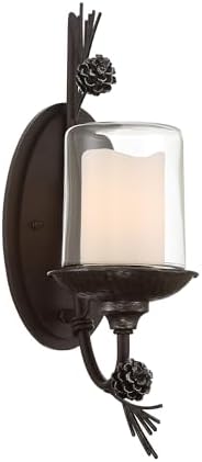 Minka Lavery 2751-694 Ponderosa Ridge Outdoor Wall Sconce, 1-Light, 60 Total Watts, 5.75-in H x 18.25-in W, Weathered Spruce with Silver Highlights