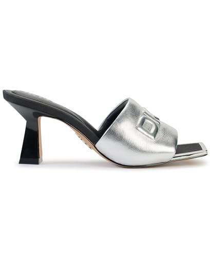 Image of DKNY Women's Keke Square Toe Heeeld Sandal Mule With Logo | Party Sandals
