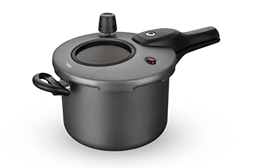 MTA PANELA DE PRESSAO COR GRAFITE COM VISOR DE VIDRO FECHAMENTO EXTERNO Nº20 / 4,5L SUPERIOR – DE ALUMINIO COM ANTIADERENTE