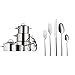 WMF Boston Besteck Set 12 Personen, Essbesteck 60 teilig, Monobloc-Messer, Cromargan Edelstahl poliert & Provence Plus Topfset Induktion, 5-teilig, Kochtopf Set mit Glasdeckel, Cromargan Edelstahl