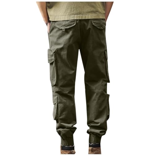 Stretch Waist Cargo Pants for Men Drawstring Soft Jogging Pant Casual Loose Fit Comfy Hiking Trousers with Pockets3