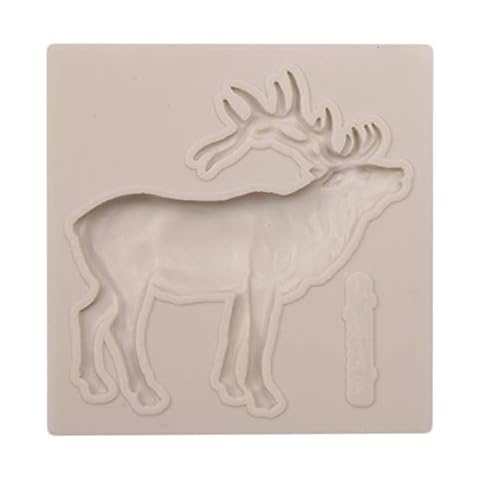 DUBENS Deer Silicone Mould, Reindeer Silicone Mould Fondant Chocolate Candy Polymer Christmas Deer Cupcake Topper Sugar Cake Decorations Cover
