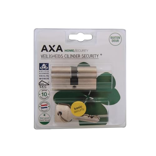 AXA Doppelter Türzylinder Security+ - Schliesszylinder - 1 Zylinder mit 3 Schlüsseln - Vernickelt - 30/30 mm - SKG** - mit Hotelfunktion