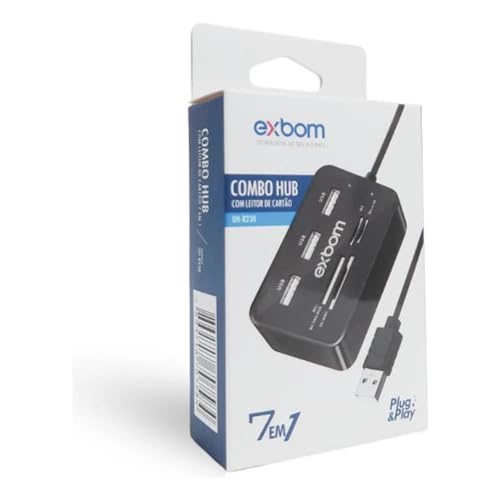 HUB 7 em 1 com 3 Portas USB 2.0 Extensor e Leitor de Cartão de Memória MS/MS PRO DUO/SD/MMC/Micro SD