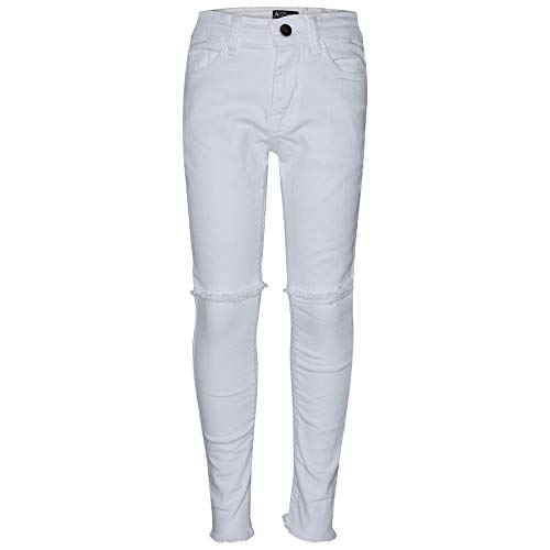Denim Ripped Jeans Comfort Stretch Skinny Pants - Girls Jeans Ripped White 13-14