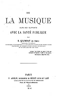 de la Musique Dans Ses Rapports Avec La Sant� Publique 1519506422 Book Cover