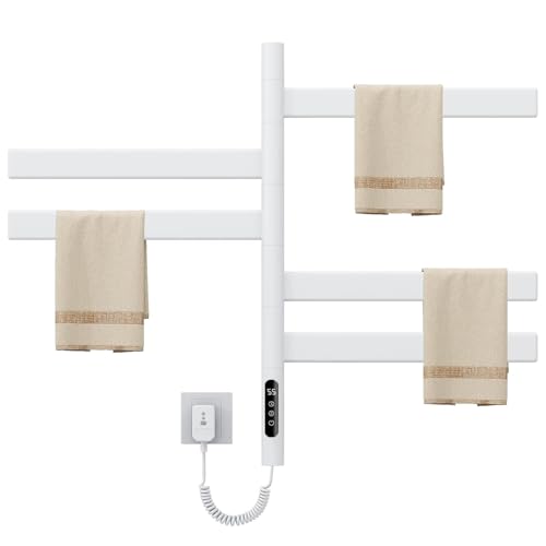 Sèche-serviettes mural avec affichage LED rotatif et étanche pour salle de bain