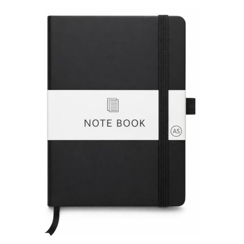 CAL STAR A5 Lined Notebook 160 Pages Hardcover Premium Writing Journal with Pen Holder Thick Smooth Paper Elastic Closure & Bookmark Ideal for Office School & Daily Notes Pack of 1 (Black)