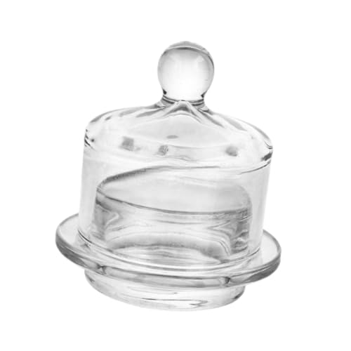 JISADER Mantequera de vidrio con tapa, asa de fácil agarre, bandeja para servir , ideal para postres y frutas pequeñas.