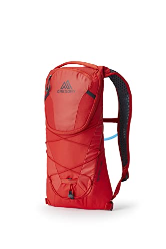 Gregory Tempo 3L H2O Unisex Day Hiking/Backpacking Hydration/Mountain Biking Backpack, Insulated Hydration Sleeve for Water Bladder w/ 2L Reservoir Included, One Size Fits All, Oxy Red