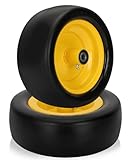 2 Pcs 13x5.00-6 Flat Free Tire and Wheel with Reinforced Rim and 3/4' Chrome Steel Bearings, 13x5x6 Lawn Mower Tires for Residential and Commercial, Zero Turn Mower Front Tires, 4.2'-6.2' Centered Hub