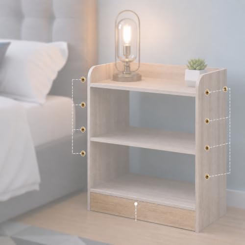 Image of WonderStand SOMNIA Accessory only for 3 Tier Bedside Table, Brown Wood Storage Shelf, (Dark Brown)