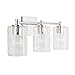 Capital Lighting 138331PN-491 Emerson Embossed Seeded Glass Bath Vanity Wall Mount, 3-Light 300 Total Watts, 9" H x 23" W, Polished Nickel