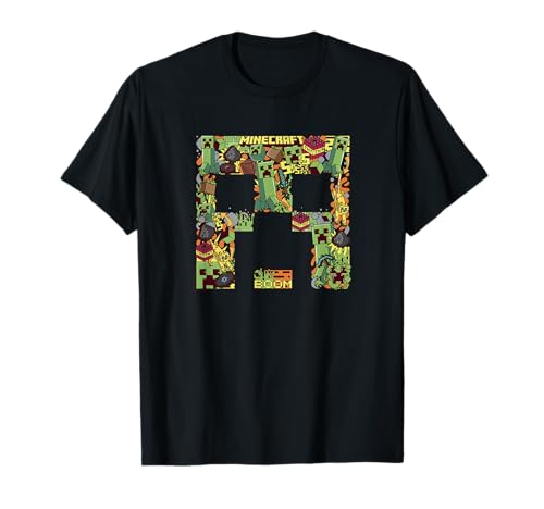 Minecraft Creeper Big Face Collage Camiseta